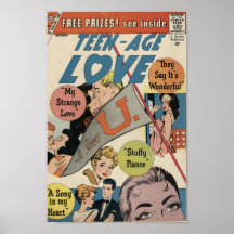 Art comique d'âge d'or - amour adolescent affiche
