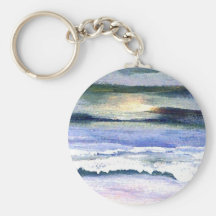 Art crépusculaire de décor de surf de plage de res porte-clefs