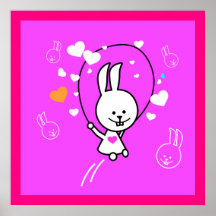 Art de bande dessinée de corde à sauter de lapin s posters