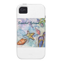 Art de la Floride d'aquarelle d'île de Sanibel Coque iPhone 4/4S