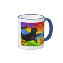 Art de papillons de peinture de chat noir - multi tasses à café
