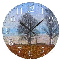 Art de pâturage de barrières d'arbres et de ferme  horloges