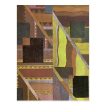 Art Deco Abstract in Brown and Green Post Card