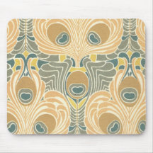 art deco art nouveau peacock pattern art mouse pad