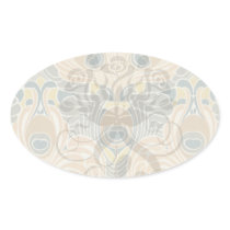 art deco art nouveau peacock pattern art oval stickers