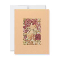 Art Deco Beautiful Woman in Roses Custom Invitation