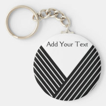 Art Deco Black and White Stripe Key Chain