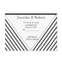 Art Deco Black and White Stripe RSVP Postacard Post Card