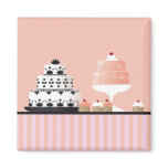 Art Deco Cakes on Striped Tablecloth Magnet