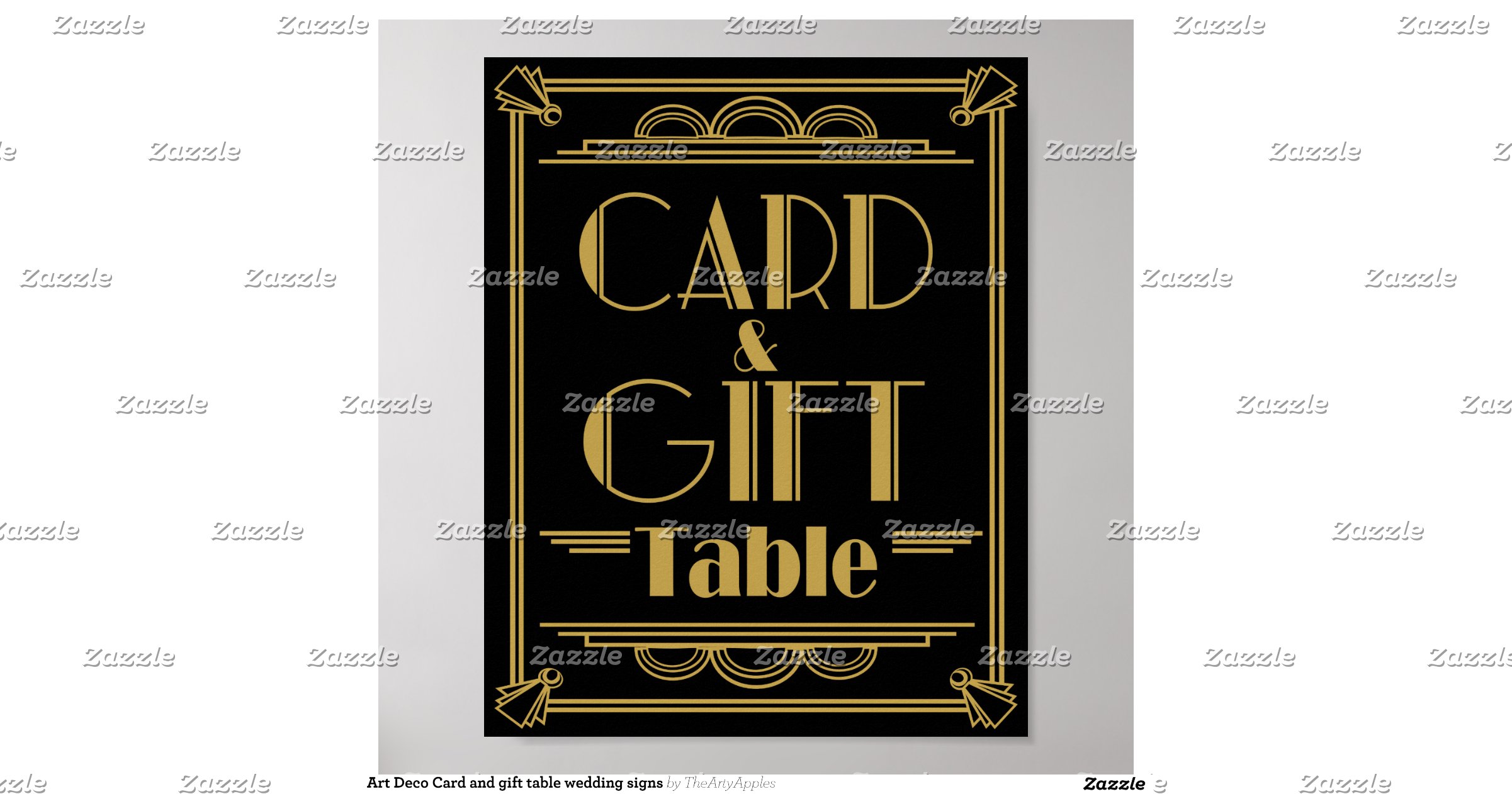Art Deco Card and gift table wedding signs Poster Zazzle