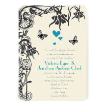 Art Deco Christian Floral Wedding Invitation