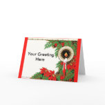 Art Deco Christmas Candle & Poinsettia Greeting Cards