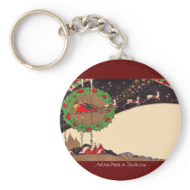 Art Deco Christmas Santa Keychain