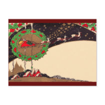 Art Deco Christmas Santa Postcard