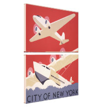 Art Deco City of New York Airplanes WPA Poster Canvas Prints
