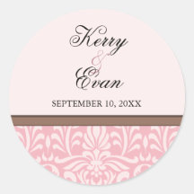 Art Deco Damask Wedding Sticker