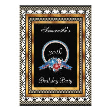 Art Deco Flowers Black Birthday Party Invitation