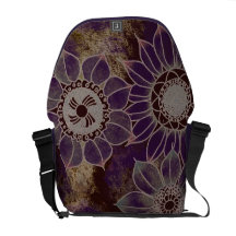 Art Deco Flowers in Mauve Courier Bags