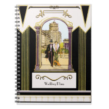 Art Deco Formal Wedding Couple Personalized Spiral Note Books