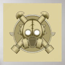 Art Deco Gasmask khaki Posters