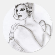 Art Deco Girl 2 Round Sticker