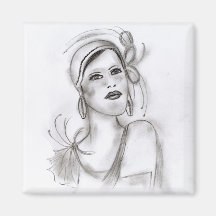 Art Deco Girl Fridge Magnet