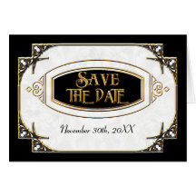 Art Deco Great Gatsby Style Typography n Lace Gold Card
