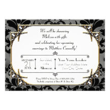 Art Deco Great Gatsby Style Typography n Lace Gold Invite