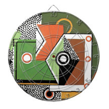 Art Deco in Green Dartboard With Darts