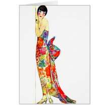 Art Deco Lady in formal Gown Card