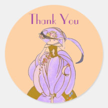 ART DECO LADY ROUND STICKERS
