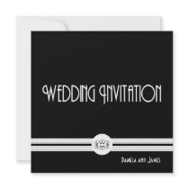 Art Deco Noir Chic Black and White Formal Custom Invitations