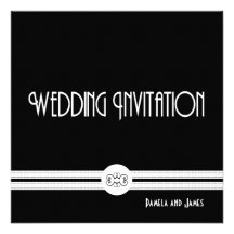 Art Deco Noir Chic Black and White Formal Custom Invitations