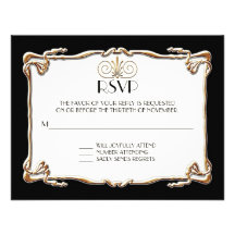 Art Deco Nouveau Gatsby Style Gold n Lace Look Invite