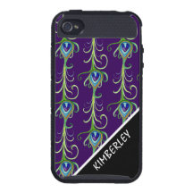 Art Deco Nouveau Style Peacock Feathers Swirl iPhone 4 Case