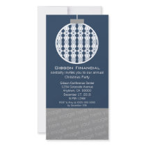 Art Deco Ornament Photo Card Invite, Blue