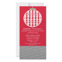 Art Deco Ornament Photo Card Invite, Red