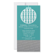 Art Deco Ornament Photo Card Invite, Turquoise