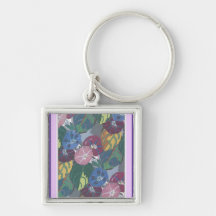 ART DECO PANSIES KEY CHAIN