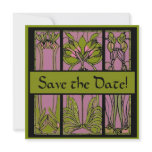 Art Deco Pink and Green Save the Date Cards Personalized Invite