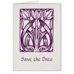 Art Deco Purple Tulips Save the Date Card