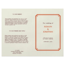 Art deco retro orange brown wedding program