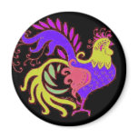 Art Deco rooster in Purple on Black