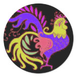 Art Deco rooster in Purple on Black