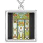 Art Deco Stained Glass Floral Necklace