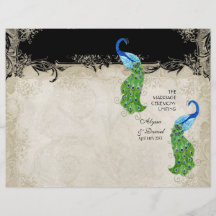 Art Deco Style Peacock Black n Cream Vintage Lace Personalized Flyer