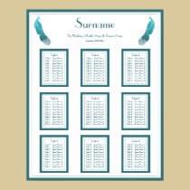Art Deco Style Peacocks Wedding Seating Chart posters