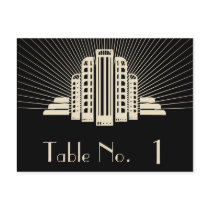 Art Deco Tower Ray in Black and Ivory Table Number