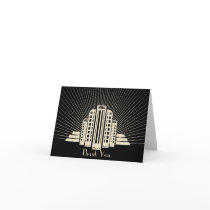 Art Deco Tower Ray in Black and Ivory Thank You