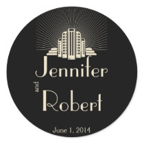 Art Deco Tower Ray on Black Ivory Envelope Seal